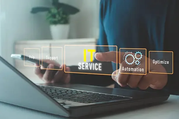 IT professionals collaborating in a modern office